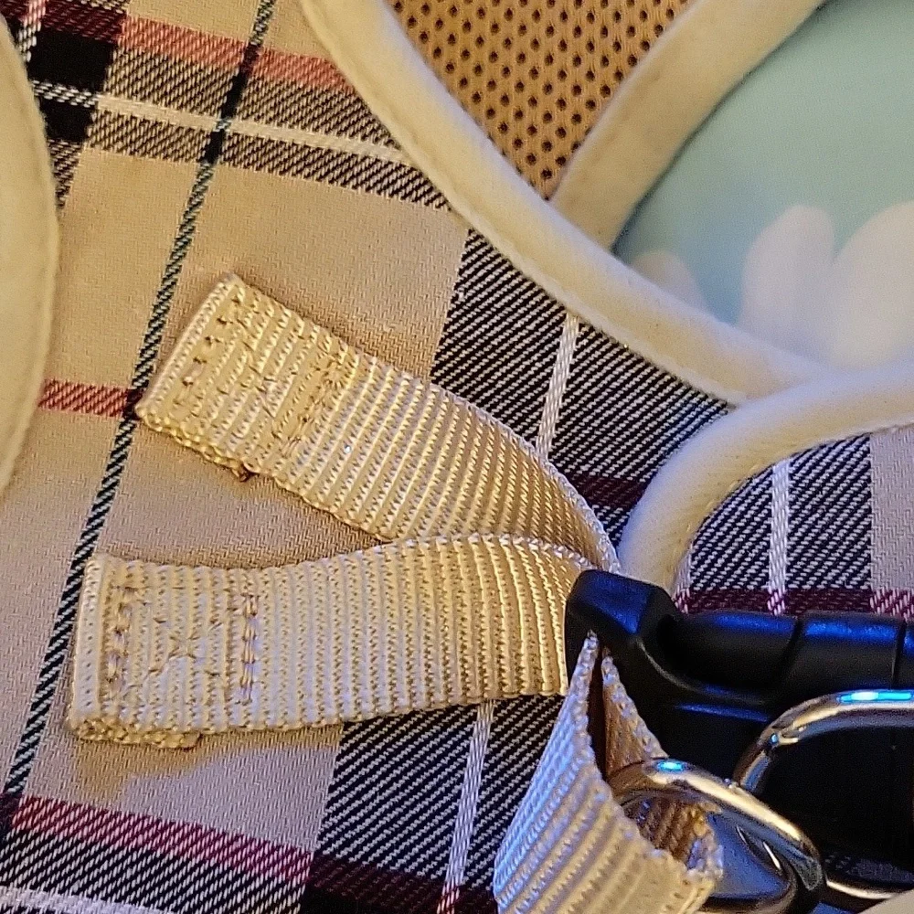 Pina Dog Harness Tan Black Plaid breathable mesh velcro closure XL New W/tags